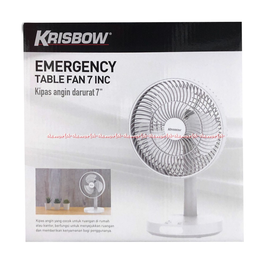 Krisbow Emergency Table Fan 7inch White Kipas Angin Meja Mini