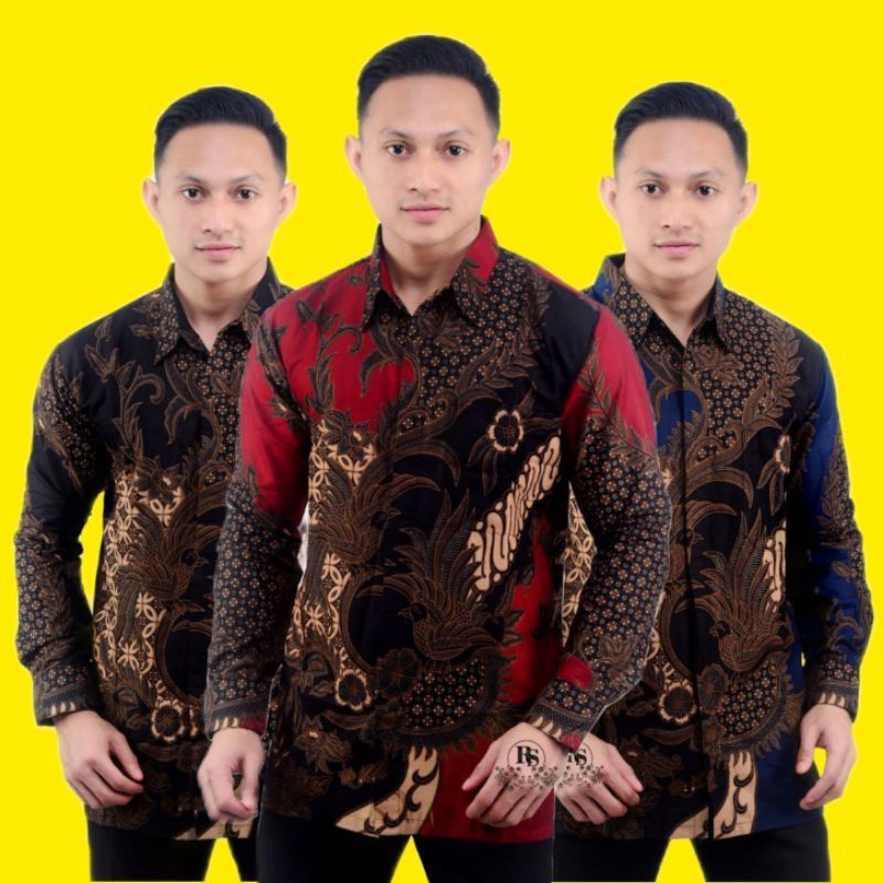 Baju batik Pria Big Size  jumbo M L XL XXL xxxxl Atasan Kemeja Batik Lengan Panjang Original