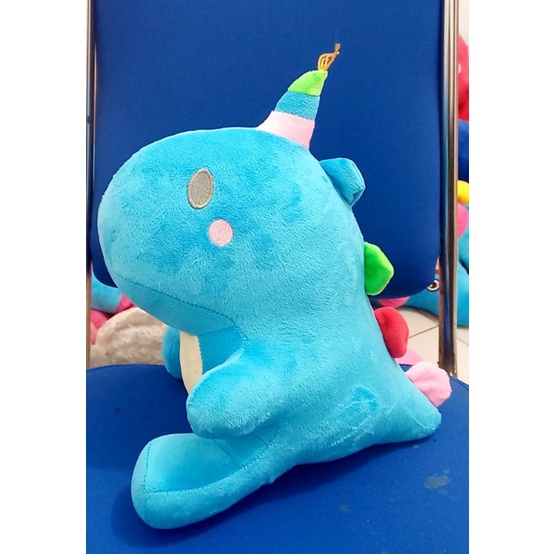 Boneka Lucu DINOSAURUS topi kerucut ulang tahun 30cm halus dan lembut