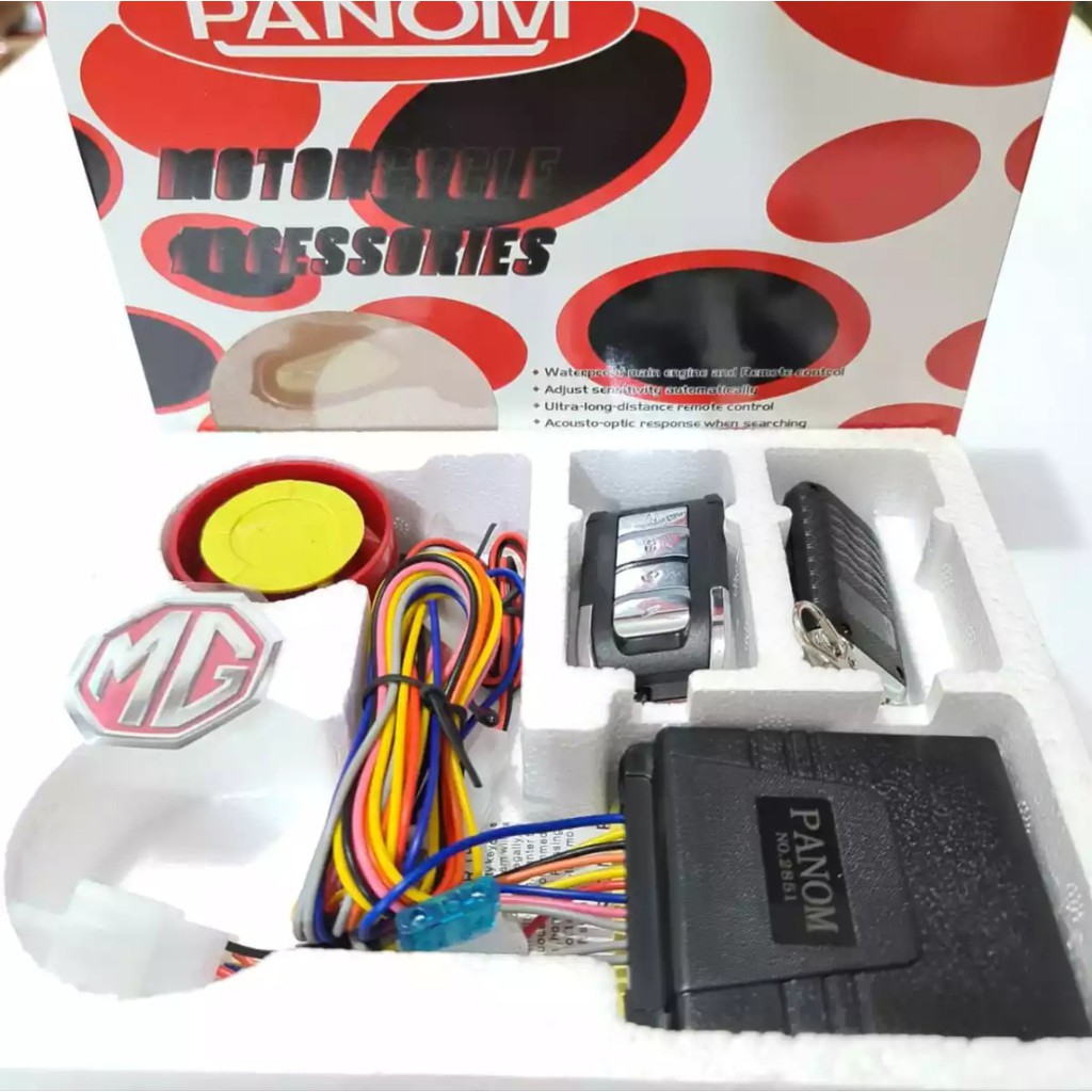 Alarm Motor Panom dengan starter 2 remote anti maling Gembok motor sensor tangan