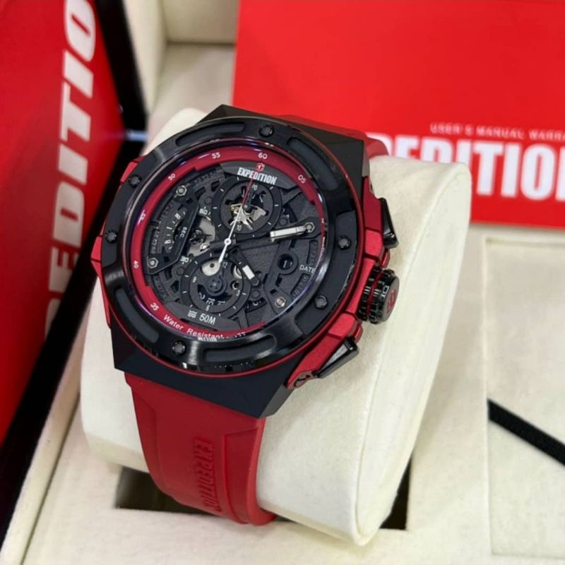 Jam Tangan Expedition E 6818 Pria / E6818 M Red Black Original