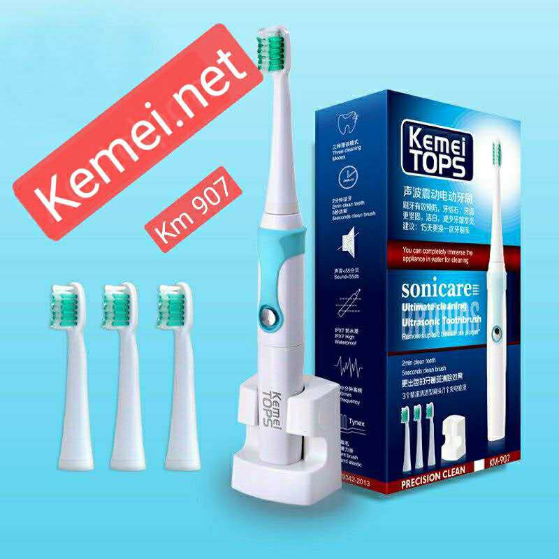 Kemei Km-907 Sikat Gigi Elektrik Ultrasonic Anti Air Rechargeable untuk dewasa dan anak anak