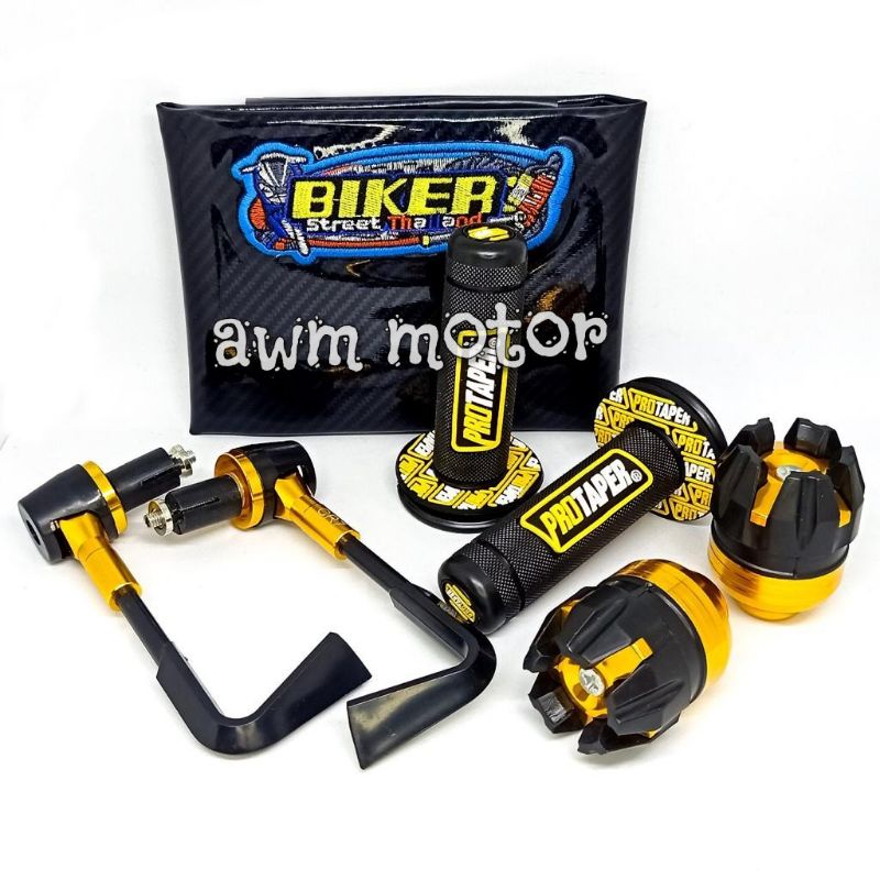 kulit jok karbon Hitam+ grip Protaper + proguard L + Jalu as roda depan Universal