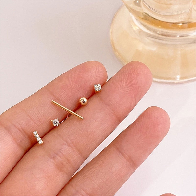 5pcs/1 SET Anting Tusuk,Lima Potong Ukuran Kecil,Gaya Elegan,Aksesoris Fashion