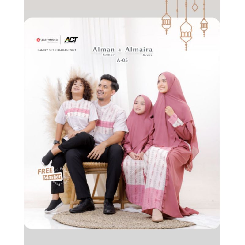 Sarimbit alman almaira by yasmeera/sarimbit lebaran/bajucouple/family set/gamis sarimbit/gamiscouple
