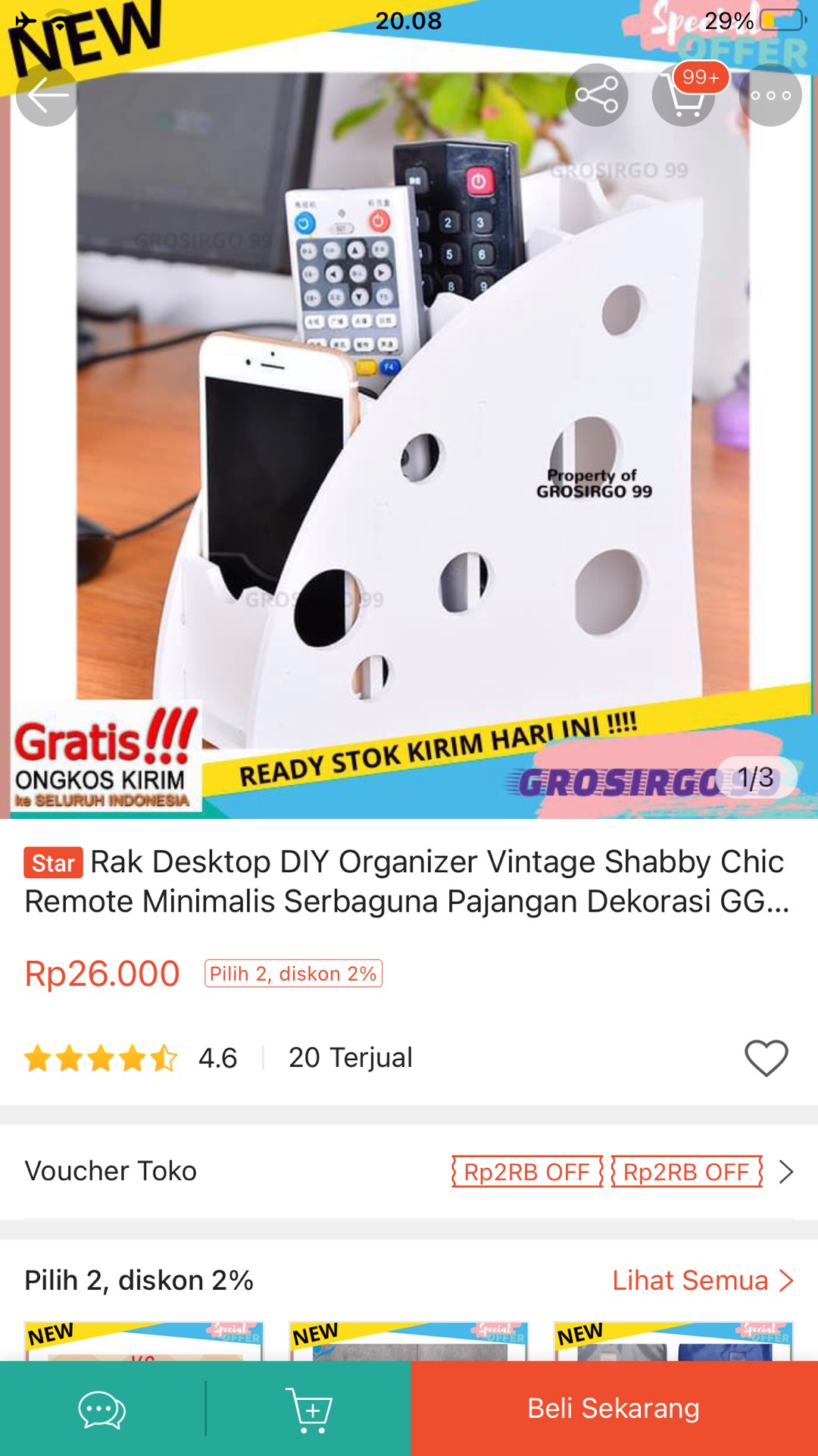 Rak Desktop Diy Organizer Vintage Shabby Chic Remote Minimalis Serbaguna Pajangan Dekorasi Gg154