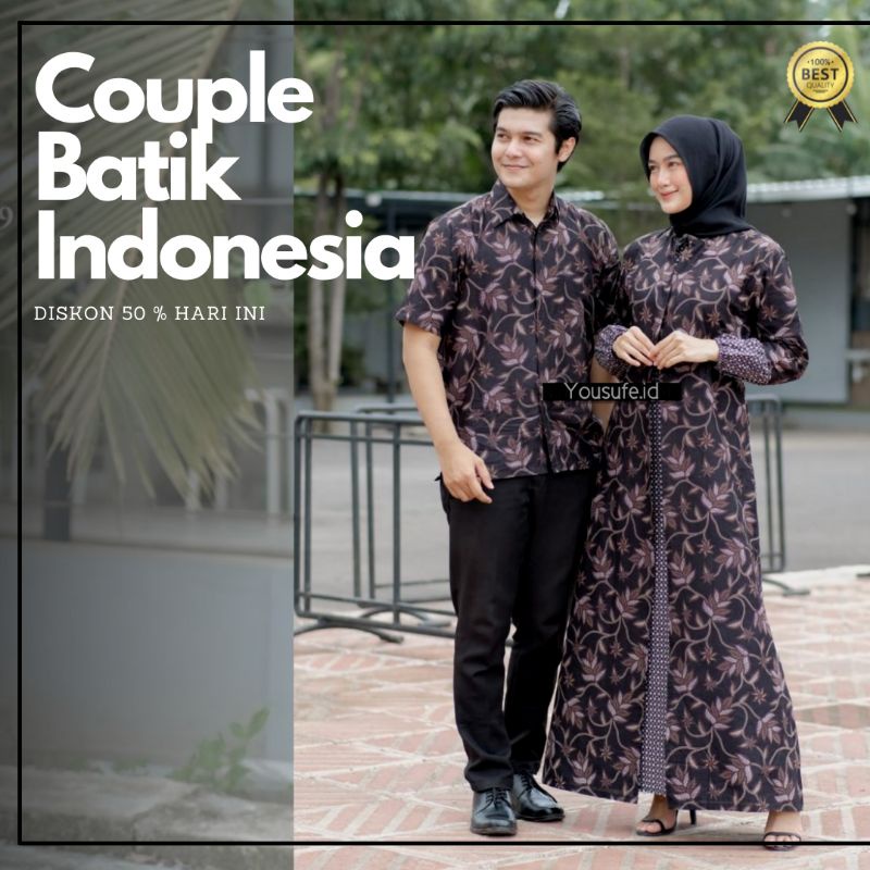 Couple Batik Pasangan Bahan Katun Model Cardy Menyatu Resleting Depan Seragam Pernikahan Hajatan Kantor Kerja Keluarga Casual Formal Kode CDH01