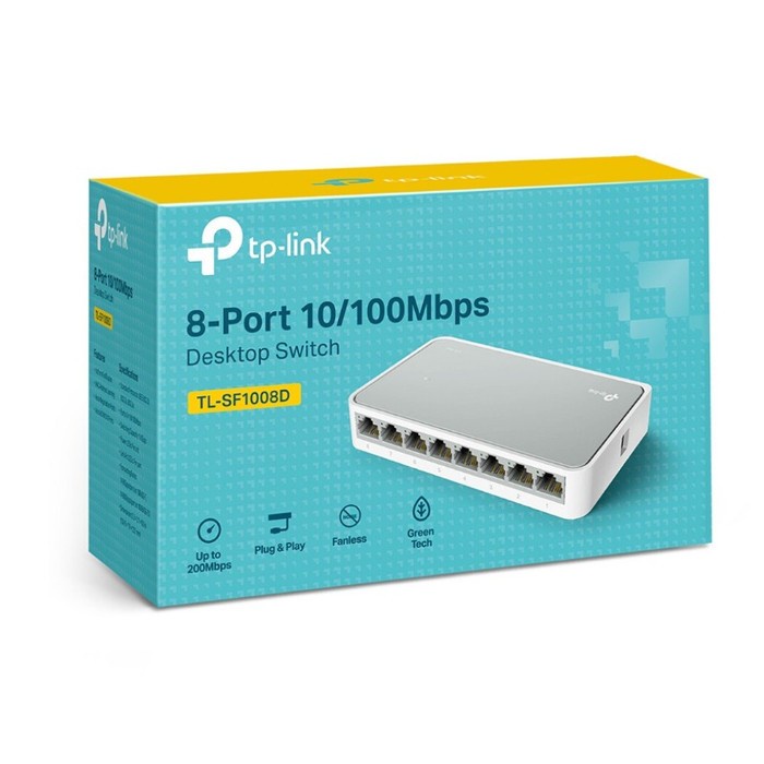 Switch hub tp-link 8 port desktop intenet rj45 lan 10/100mbps auto mdi/mdix tl-sf1008d - tplink sf-1008d sf1008