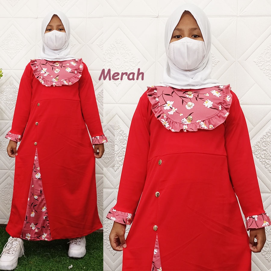 CARLINA – Gamis Anak Amanda Bunga Aida Manis Kaaffah 5-13 tahun Dress Panjang Kids
