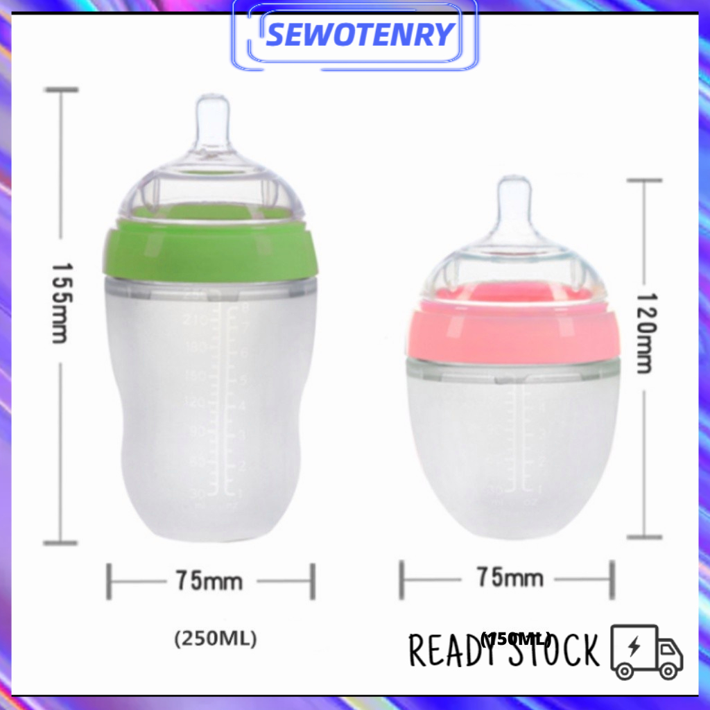 【COD】Botol susu Silikon Wideneck bayi / baby bottle dengan pegangan &amp; Sedotan Anti colic