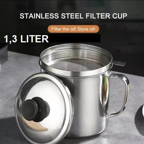 [OIL POT] MUG SARINGAN MINYAK WARNA STAINLESS STEEL