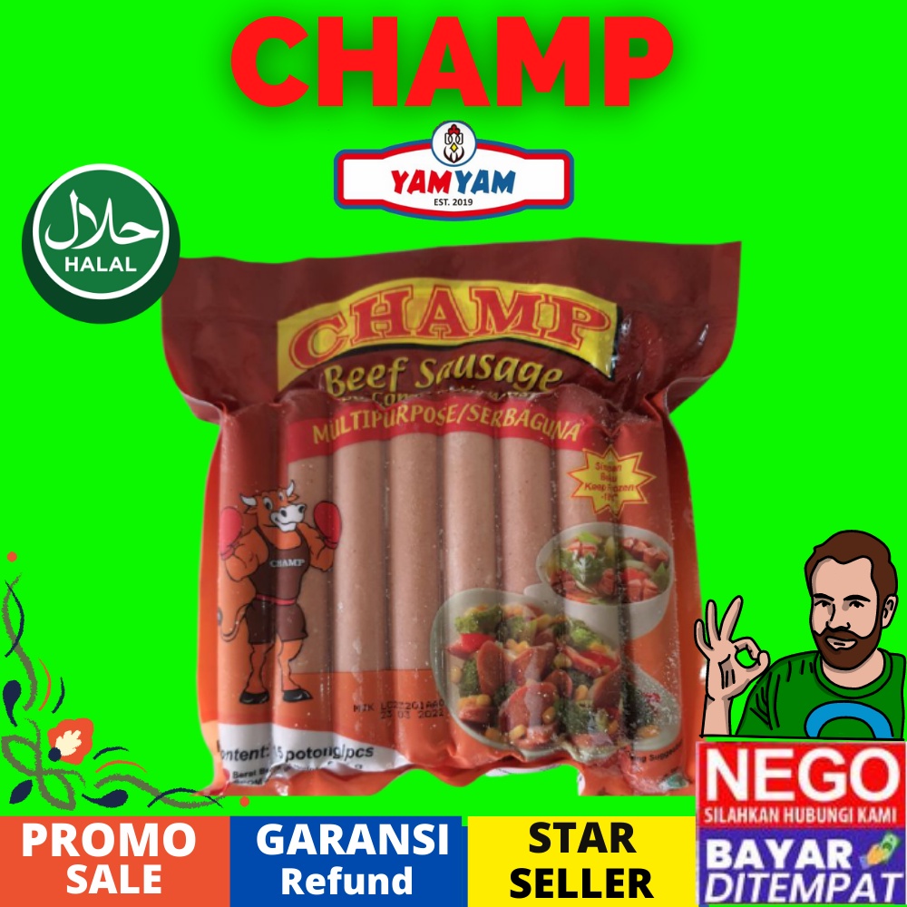 

CHAMP BEEF SOSIS SAPI 375gr gram JUMBO BESAR SIAP SAJI MAKANAN INSTAN FROOZEN FOOD FROZEN BEKU