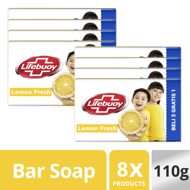Lifebuoy Sabun Mandi Batang Bar Soap Lemon Fresh 110G Isi 