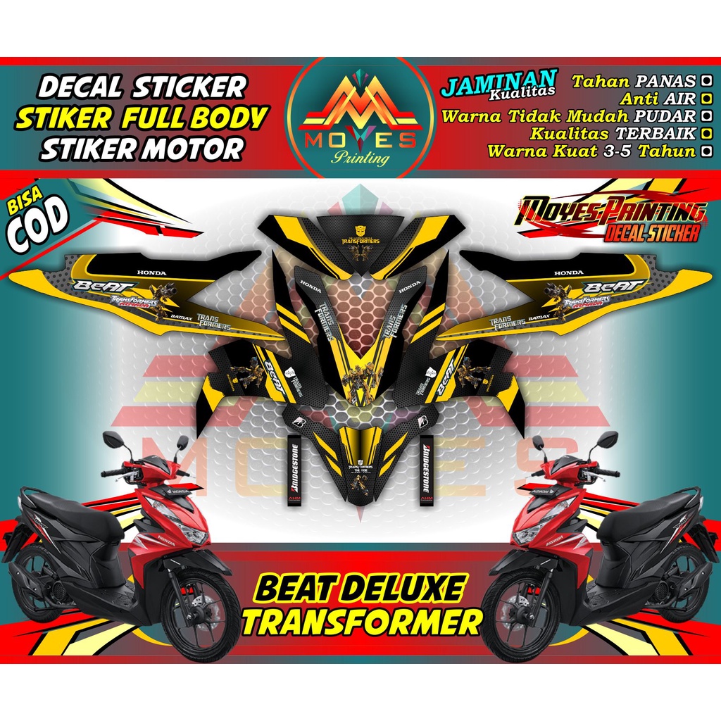 decal honda beat deluxe stiker beat deluxe full body decal motor honda beat deluxe motif corak kunin