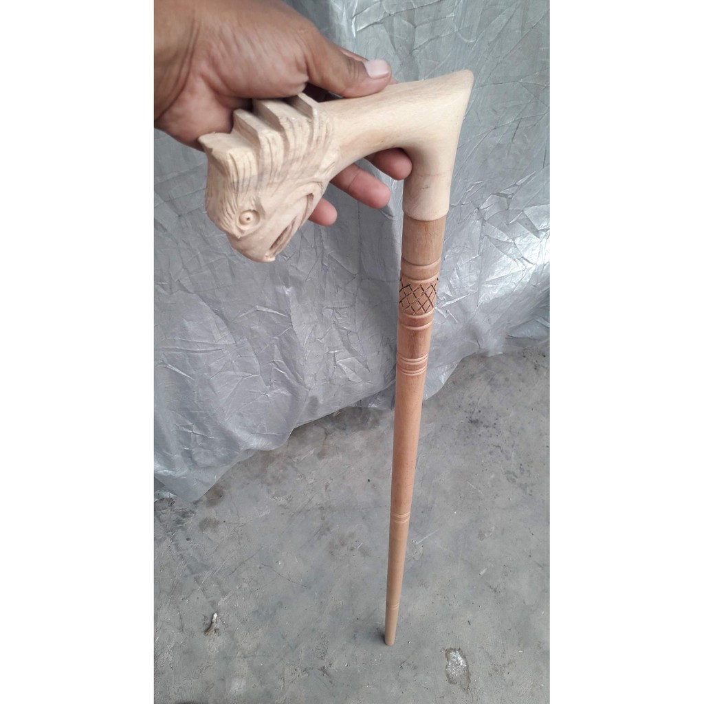 tongkat jalan kayu bidara ukir burung