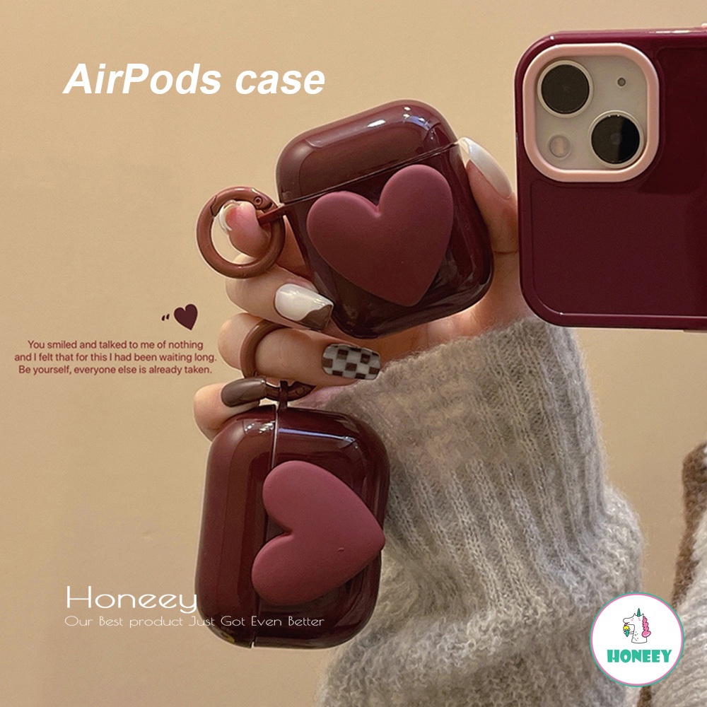 Soft Case Airpods 1 / 2 / 3 / pro Bluetooth Wireless Motif Red Wine 3D Tahan Air