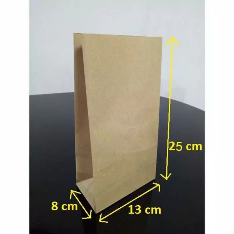 

100 PCS PAPER BAG 13x8x25 cm (L) COKLAT POLOS /KANTONG KERTAS 13x8x25 cm (L)/ SOUVENIR