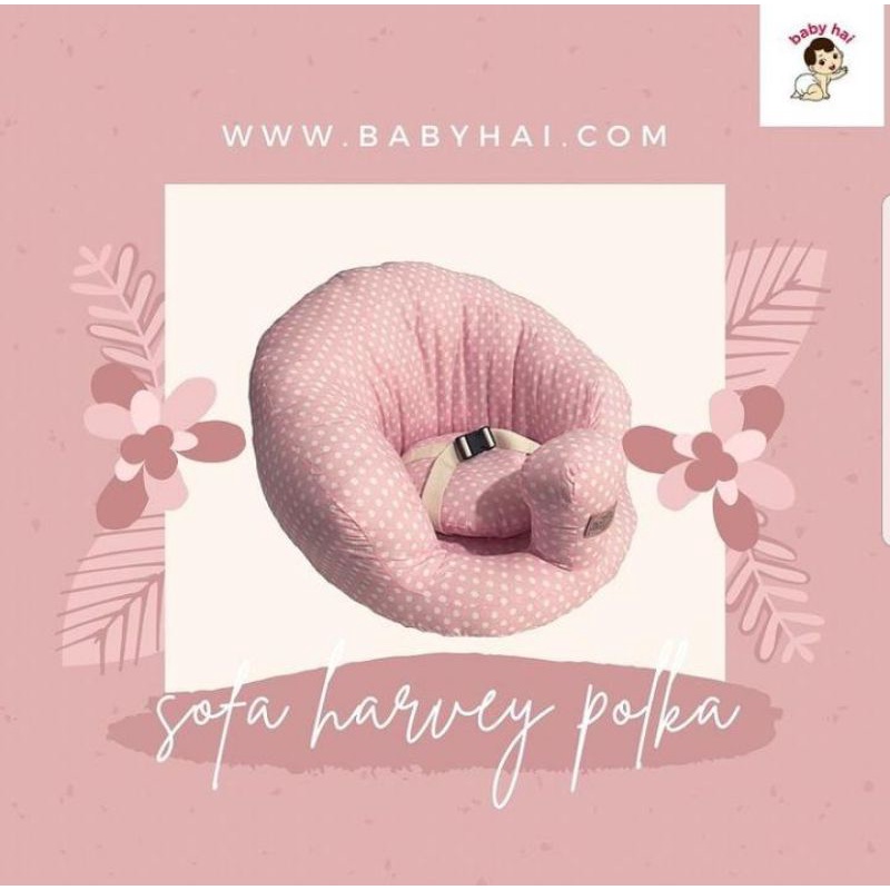 Baby hai kursi sofa harvey polkadot bayi belajar duduk bahan kain dengan gesper / penahan
