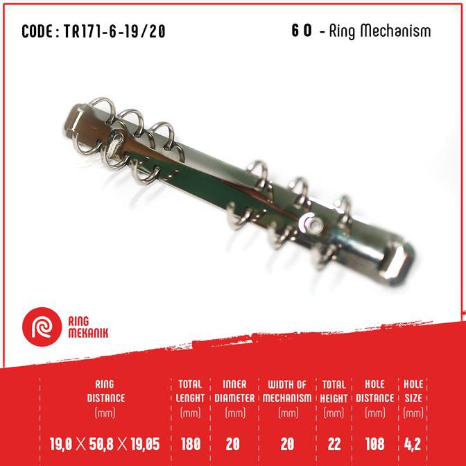 

Ring Mekanik Binder/Agenda 6ring TR171-6-19/20 harga untuk (10pcs)