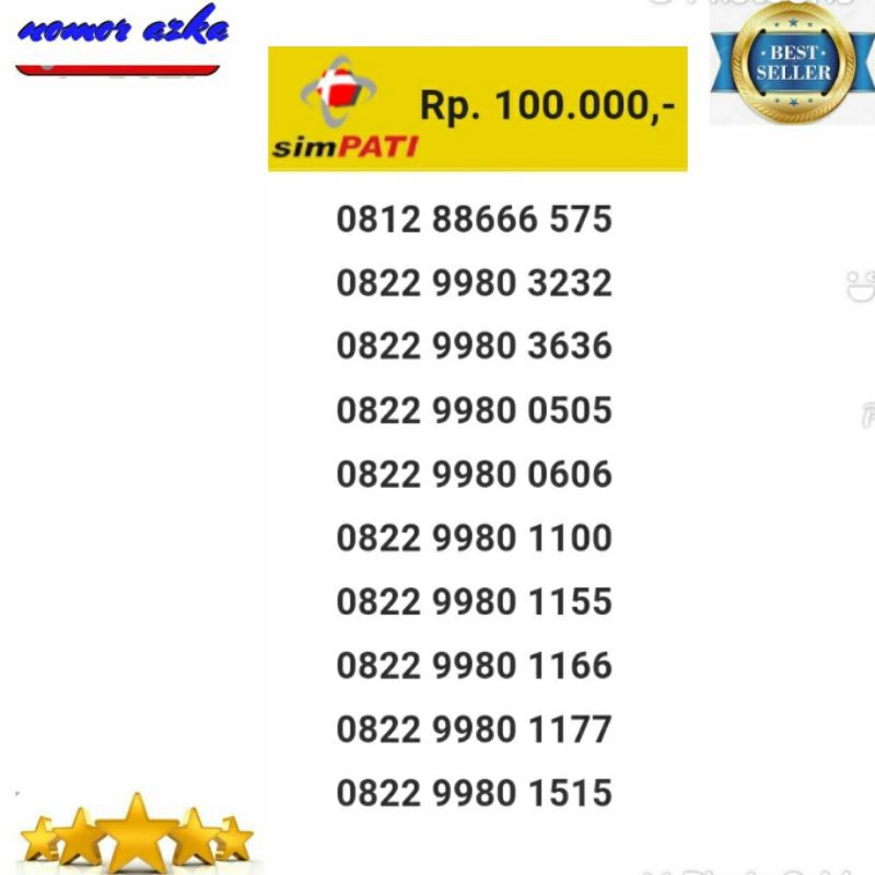 Nomer Cantik Simpati Tengah Triple 666 812 88666 575 Rapih bsm02