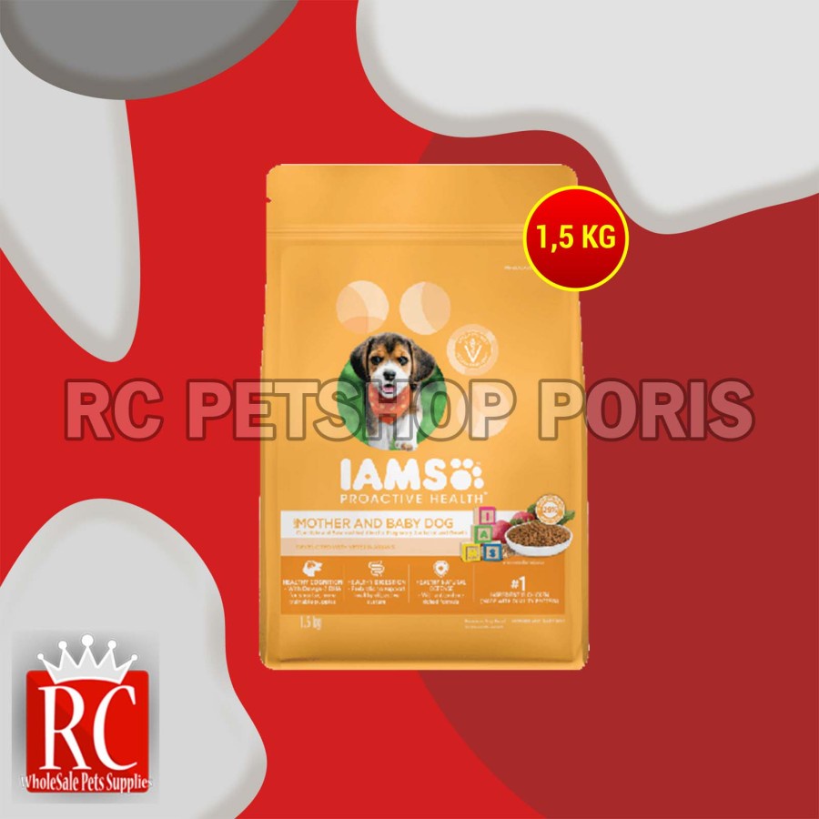 Iams Mother And Baby Dog Food Makanan Anak Induk Anjing puppy 1.5 KG