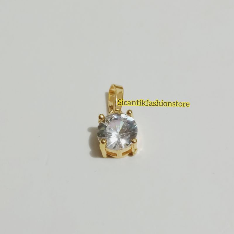 Liontin Titanium permata bulat gold Terlaris anti Karat tidak luntur liontin Gold Fashion wanita