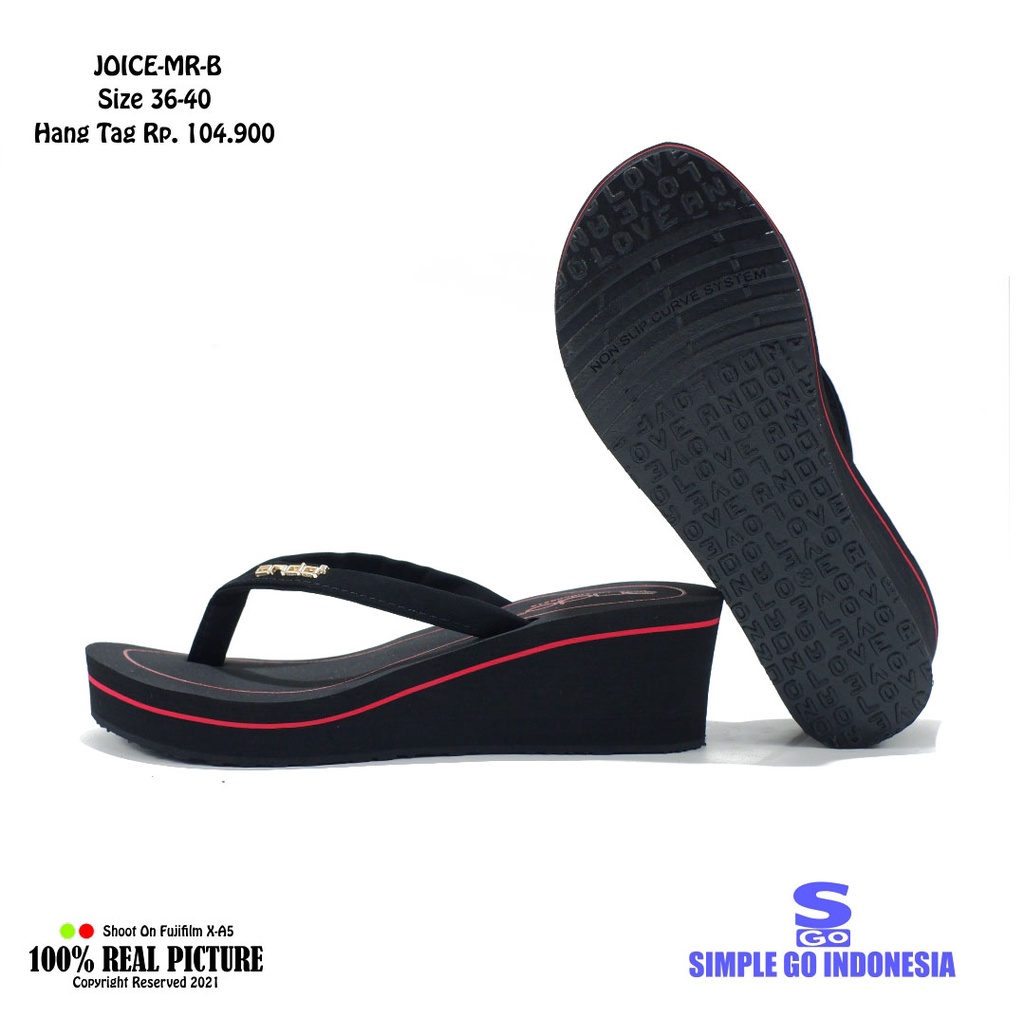 Sandal wedges wanita japit original sendal hak cewek jepit spon tinggi rata 5 cm dewasa casual brand Ando Joice 01 - joice 02 promo cod keren murah moment lebaran 36-40