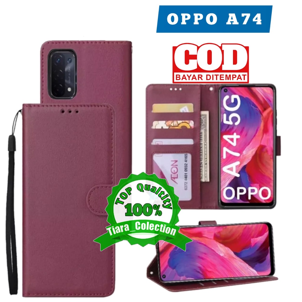 case OPPO A74 4G / 5G 2021 CASING HP COVER HP UNTUK OPPO A74 2021 LEATHER FLIP CASE PREMIUM