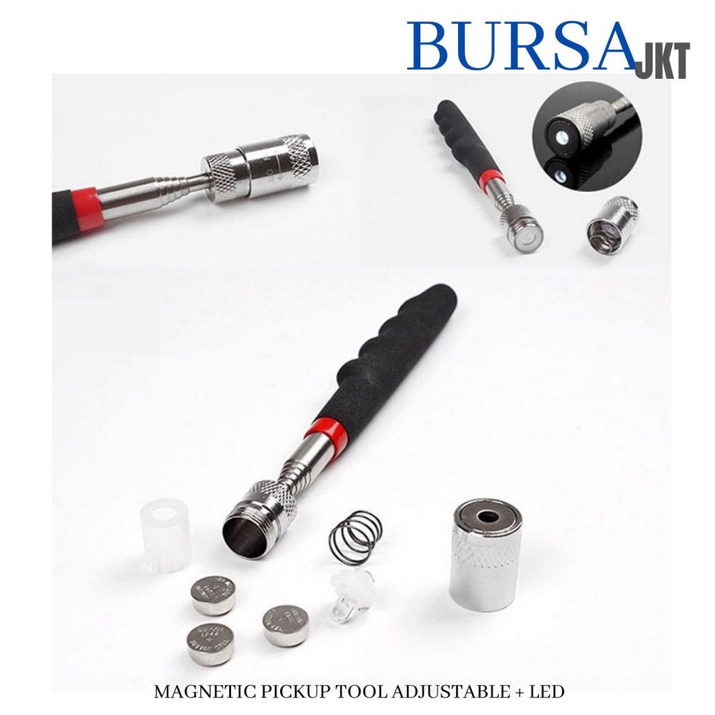 MAGNETIC PICKUP TOOL TELESCOPIC + LED CAPIT PENGAMBIL BARANG DILENGKAPI MAGNET DAN LAMPU ADJUSTABLE