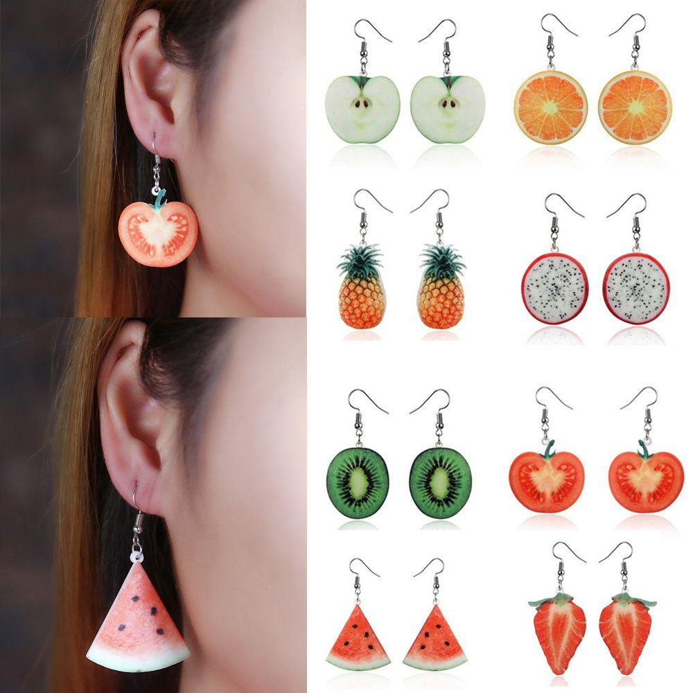 Anting Buah Nanas Perhiasan Fashion Hadiah Pesta Tomat Kiwi Orange Menjuntai