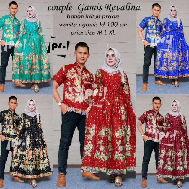 Setelan Batik Couple Revalina motif bunga baju Muslim gamis modern batik kebaya modern wanita