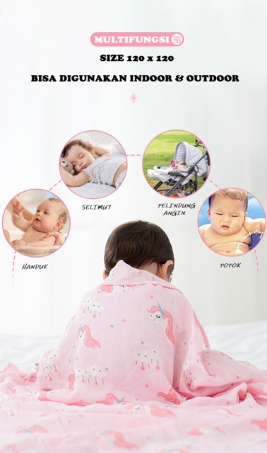 Selimut Bayi Bamboo Fiber Kain Muslin Bedong Bayi Swaddle Baby