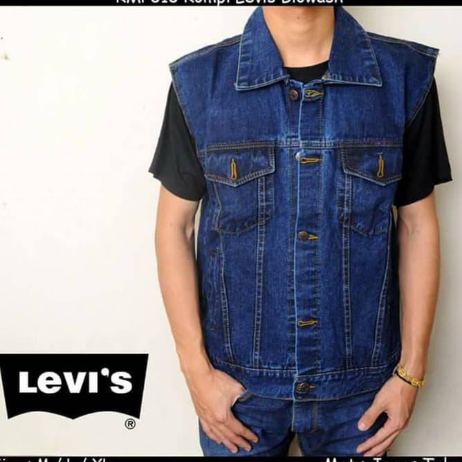 P07H Jaket Rompi Jeans Levis Pria Biru Biowash Keren Wl5C