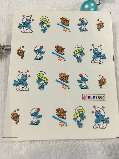 Smurfs Water Decal Transter Nail Art Sticker/stiker kutek