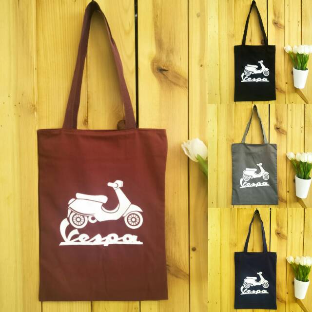 [BISA COD] New vespa [ADA RESLETING] tote bag karakter sablon