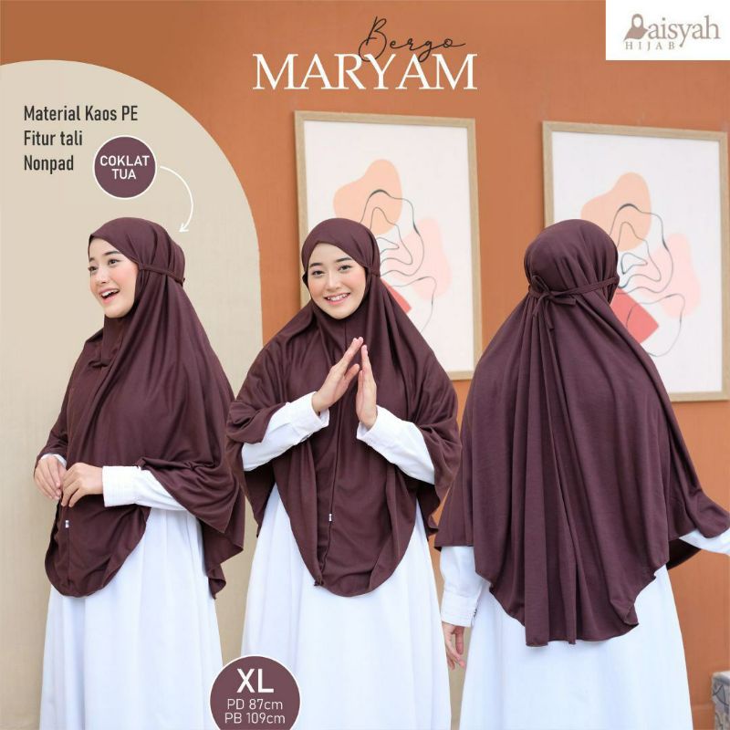 BERGO MARYAM TALI size XL || BERGO KAOS || HIJAB INSTAN NONPAD || BERGO DEWASA || HIJAB DAILY || HIJ