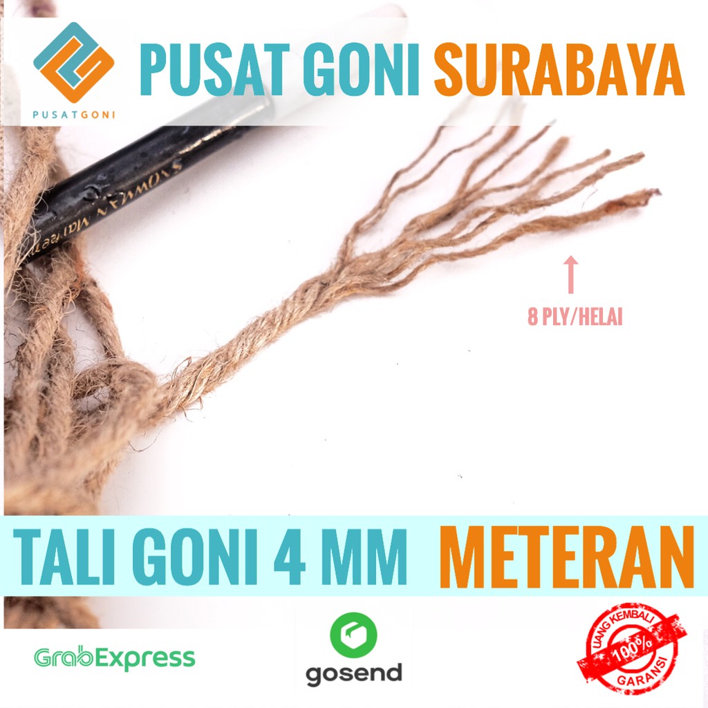 Tali Goni 8 Ply Meteran - Tali Rami 4MM - Tali Rami Surabaya - Tali Karung Goni