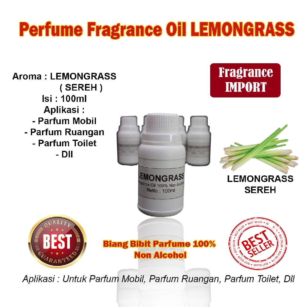 Bibit Biang Parfum Aroma Lemongrass 100ml Pewangi Pengharum Sereh 100% Biang Non Alcohol