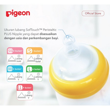 DOT PIGEON PERISTALTIC PLUS WIDE NECK NIPPLE PUTTING Silicone Empeng Silikon BPA free Dots