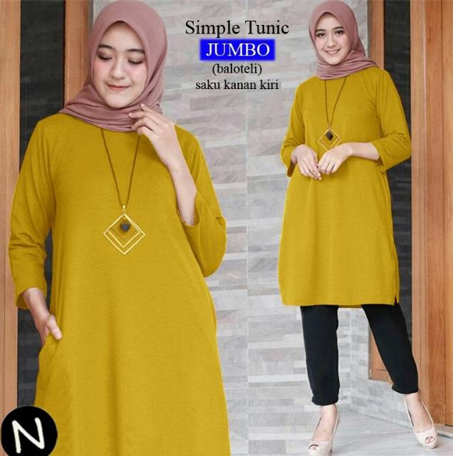 simple tunic jumbo XXL, tunik, tunic, tunik jumbo, tunik polos, tunik lebaran, tunik simple,termurah