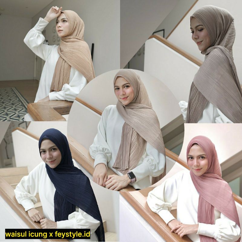 Pashmina Plisket FULL Ceruty Babydoll premium Artis- Pleated shawl