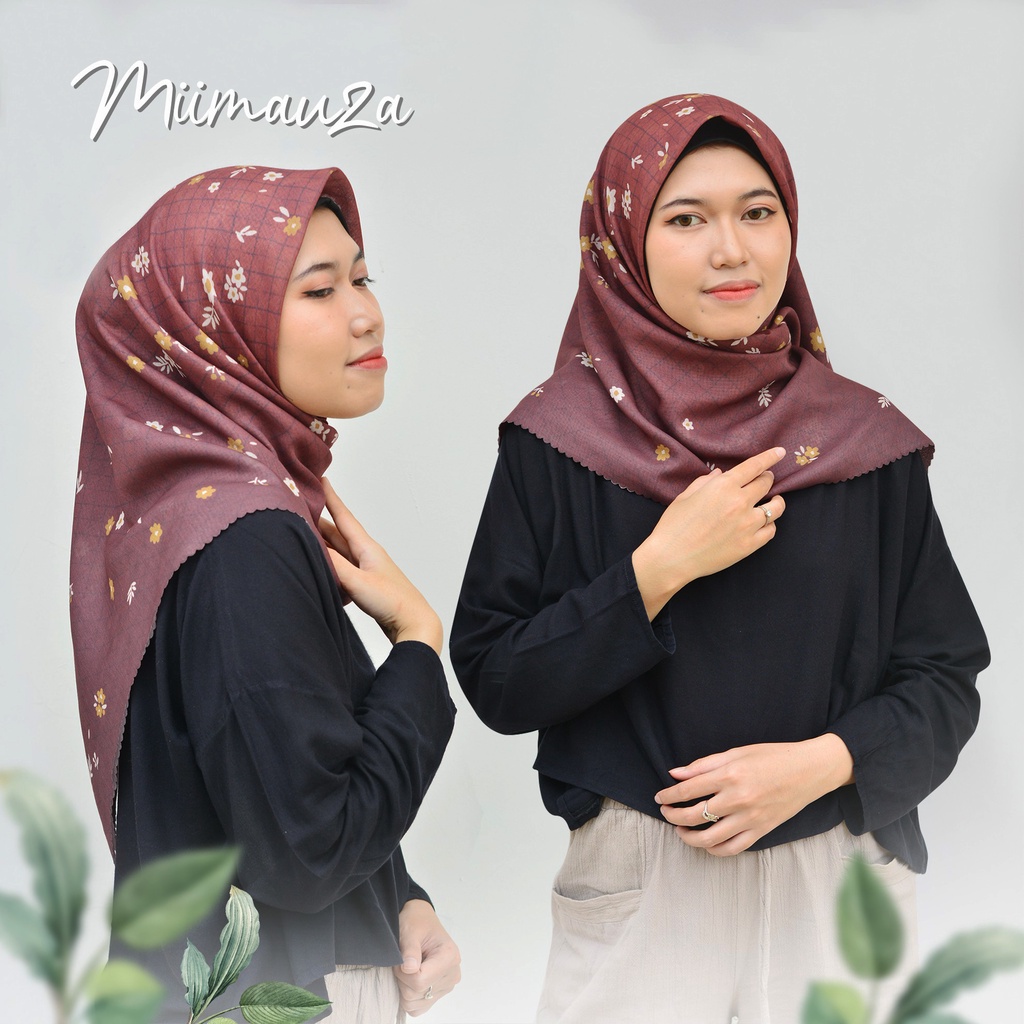 Hijab Azhaara Flower | Jilbab Segi Empat | Kerudung Motif