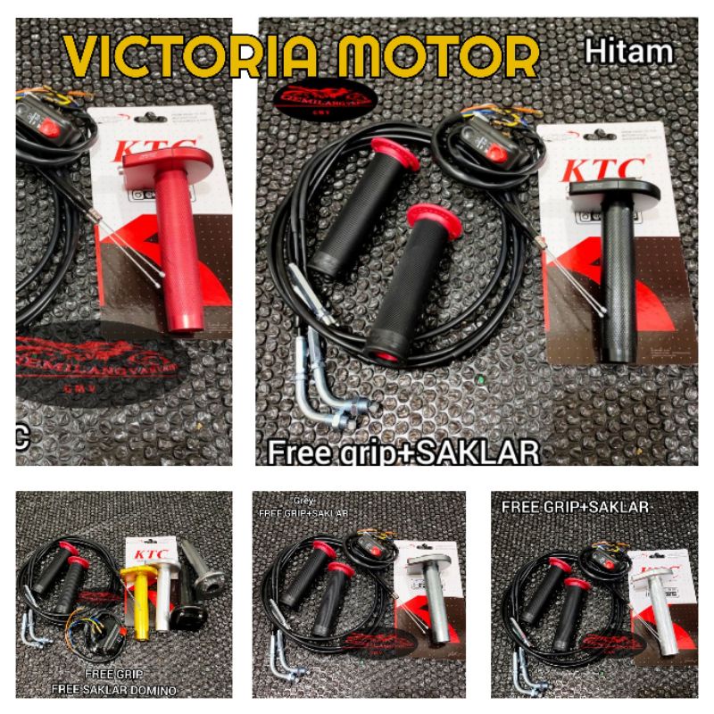 Gas Spontan 2 Kabel KTC Free Grip + Saklar Kanan Domino, Gass Pontan Matic Ktc kytaco Original Thailand + Saklar, Gas  Sepontan KTC Motor Nmax, Beat, Vario 125-150 New Old, Nmax 2020, AEROX, Vixion, Ninja 150 RR-R, CBR150R