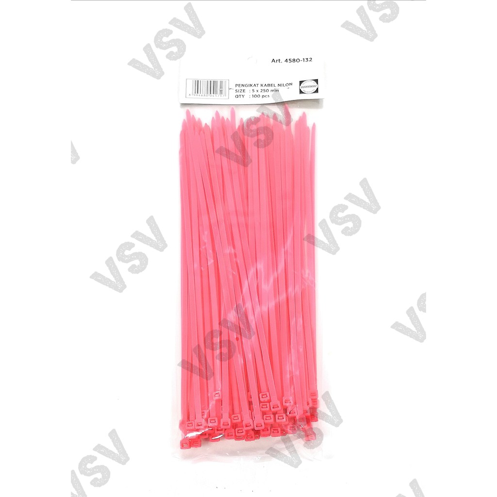 Hasston Kabel ties 5x250mm merah muda 4580-132 Nylon Cable ties