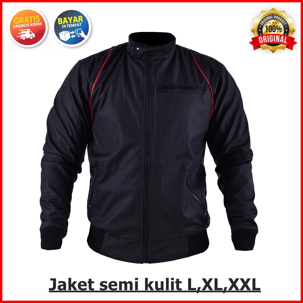 Jaket Pria Terbaru BKRS 017  touring Motor Jacket Ariel semi kulit warna hitam bisa cod L,XL,XXL,XXX
