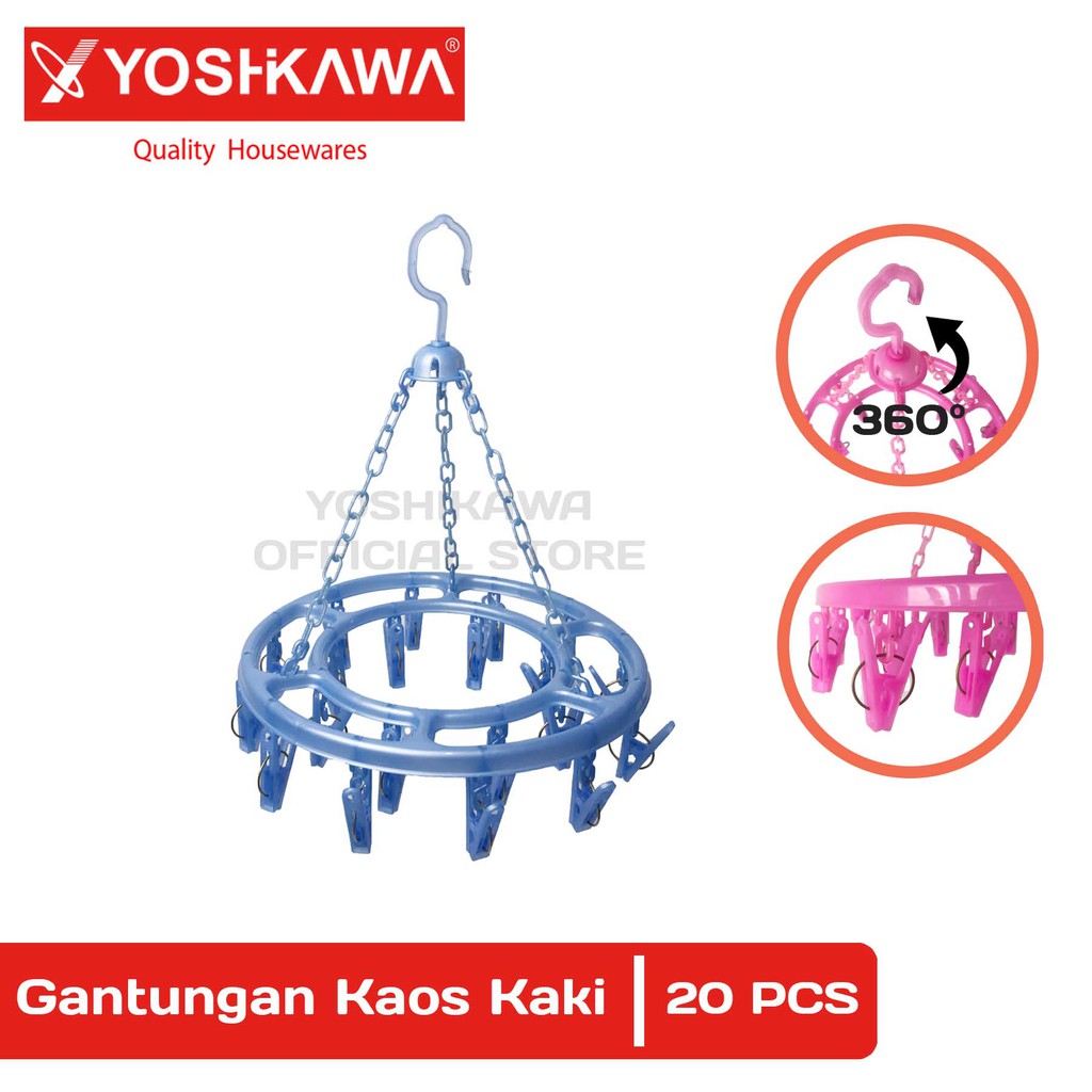 

YOSHIKAWA Gantungan Kaos Kaki Celana Dalam Bulat Jepitan Jemur 20 Klip Multifungsi EVL-G-821-GANTUNG