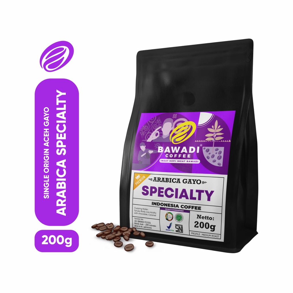 Kopi Arabica Specialty 200 gr - Bawadi Coffee - Arabica Gayo Premium - Kopi Aceh - Kopi -