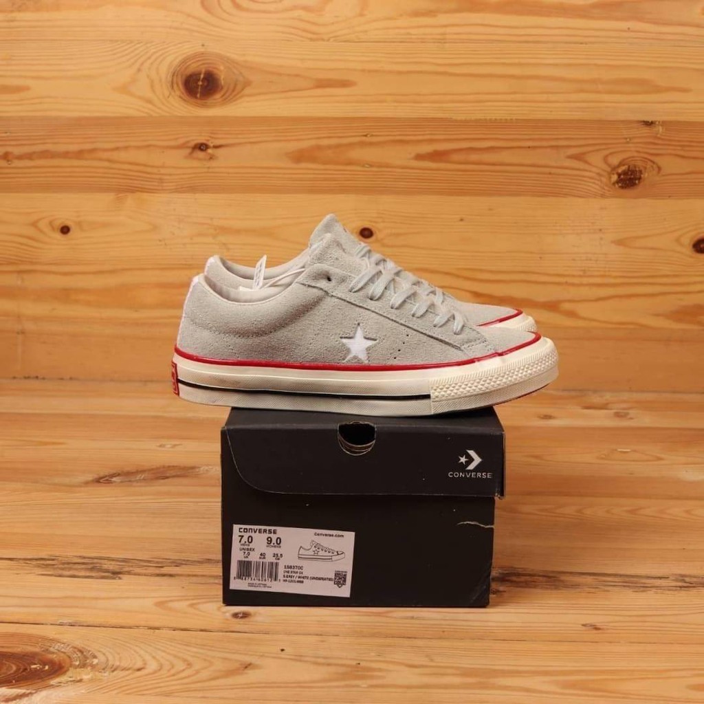 Sepatu CONVERSE One Star Ox Undefeated Grey/White Original BNIB Fashion Pria [FREE PAPPERBAG]