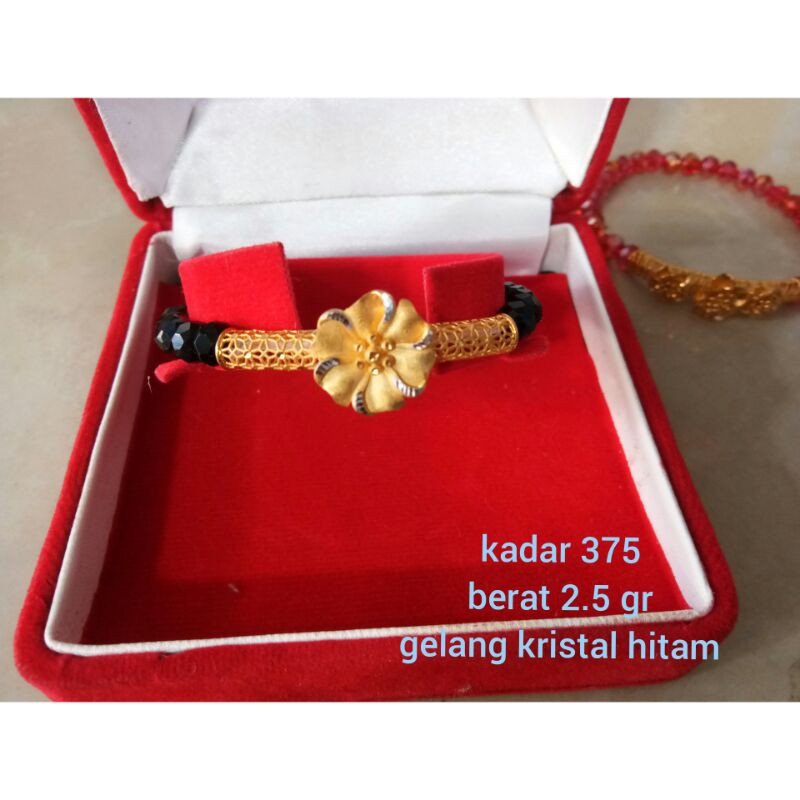 Charm bambu model bunga emas asli kadar 375