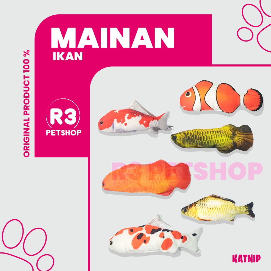 Mainan Boneka Catnip bentuk Ikan untuk Kucing